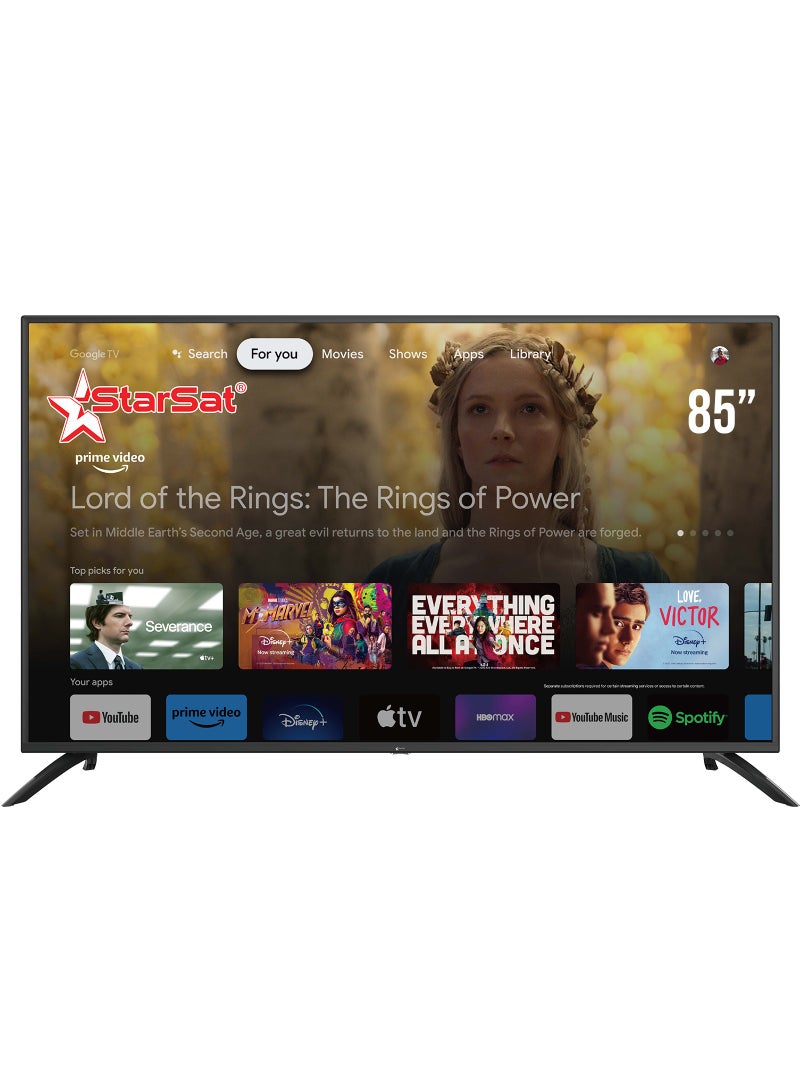 ستارسات 85 بوصة 4K التلفزيون الذكي بتقنية LED فائقة الوضوح مع Google TV وتقنية Dolby Vision HDR باللون الأسود - Image 1